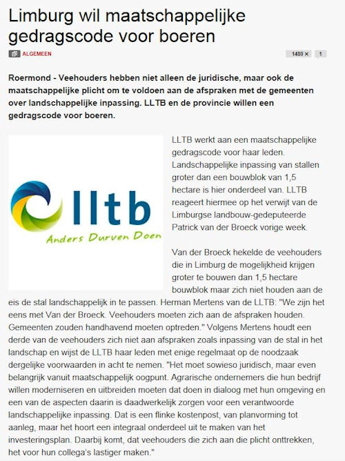 Limburg wil maatschappelijk gedragscode voor boeren1_0